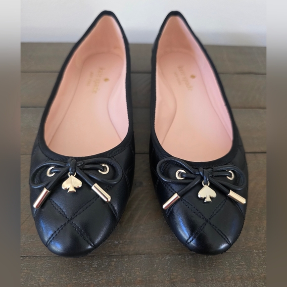 kate spade Shoes - Kate Spade  NY Quilted Black Leather Ballet Flats - SZ 8- Like New